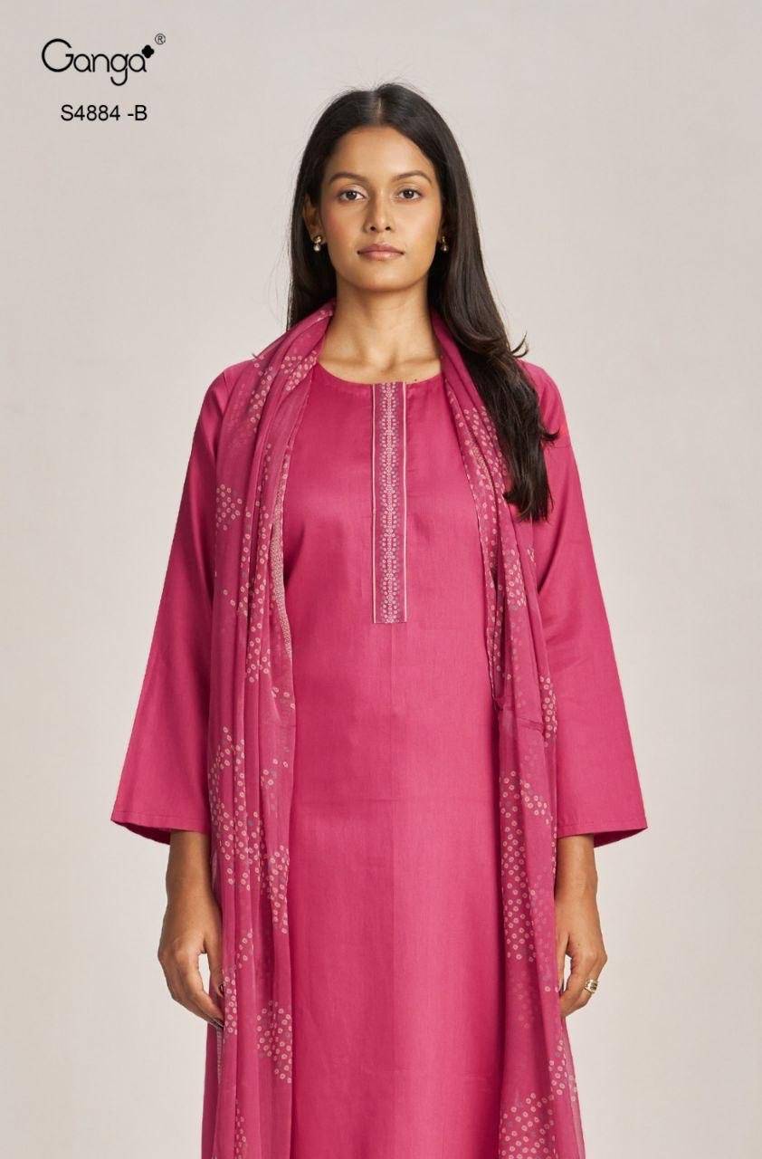 GAURA 4884 by GANGA Fashion 4884 a TO 4884 d SERIES Stylish Beautiful Colourful PREMIUM PURE COTTON Dresses At Wholesale Price